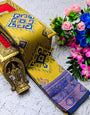 Staggering Mustard Soft Banarasi Silk Saree With Efflorescence Blouse Piece