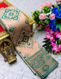 Palimpsest Peach Soft Banarasi Silk Saree With Pleasant Blouse Piece