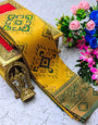 Resplendent Yellow Soft Banarasi Silk Saree With Forbearance Blouse Piece