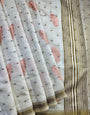 Palimpsest Off White Embroidery Work Tussar Silk Saree With Pleasant Blouse Piece