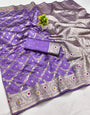 Lissome Lavender Soft Banarasi Silk Saree With Beauteous Blouse Piece