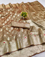 Ratatouille Beige Soft Banarasi Silk Saree With Super extravagant Blouse Piece
