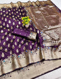 Propinquity Purple Soft Banarasi Silk Saree With Classic Blouse Piece