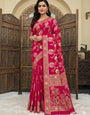 Forbearance Dark Pink Banarasi Dola Silk Saree With Quixotic Blouse Piece
