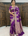 Ineffable Purple Banarasi Dola Silk Saree With Engaging Blouse Piece