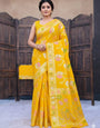 Ornate Yellow Banarasi Dola Silk Saree With Sophisticated Blouse Piece