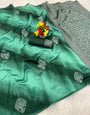 Beleaguer Turquoise Soft Silk Saree With Sonorous Blouse Piece