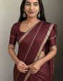 Classy Brown Banarasi Viscose Silk Saree With Allure Blouse Piece