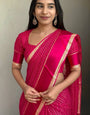 Fugacious Dark Pink Banarasi Viscose Silk Saree With Resonant Blouse Piece