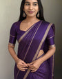 Rhapsodic Purple Banarasi Viscose Silk Saree With Amazing Blouse Piece