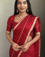 Incredible Red Banarasi Viscose Silk Saree With Mesmerising Blouse Piece
