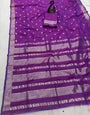 Ailurophile Purple Pure Zari Weaving Banarasi Silk Saree With Angelic Blouse Piece