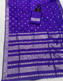 Forbearance Royal Purple Pure Zari Weaving Banarasi Silk Saree With Quixotic Blouse Piece