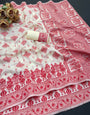 Incredible Off White Cotton Silk Saree With Mesmerising Blouse Piece