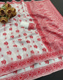 Smashing Off White Cotton Silk Saree With Prodigal Blouse Piece