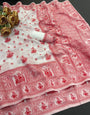 Enigmatic Off White Cotton Silk Saree With Nebula Blouse Piece