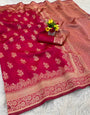 Woebegone Dark Pink Soft Silk Saree With Lustrous Blouse Piece