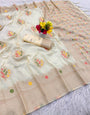Captivating Beige Banarasi Georgette Silk Saree With Pulsating Blouse Piece