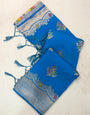 Supernal Blue Banarasi Georgette Silk Saree With Girlish Blouse Piece