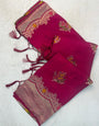 Proficient Dark Pink Banarasi Georgette Silk Saree With Scrumptious Blouse Piece