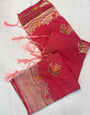 Admirable Pink Banarasi Georgette Silk Saree With Prominent Blouse Piece