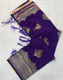 Blooming Purple Banarasi Georgette Silk Saree With Fragrant Blouse Piece