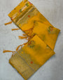 Fantabulous Yellow Banarasi Georgette Silk Saree With Panache Blouse Piece