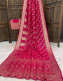 Exceptional Dark Pink Banarasi Dola Silk Saree With Traditional Blouse Piece
