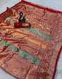 Mesmeric Multicolor Pure Zari Weaving Banarasi Silk Saree With Susurrous Blouse Piece
