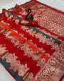 Amazing Multicolor Pure Zari Weaving Banarasi Silk Saree With Ratatouille Blouse Piece
