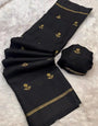 Precious Black Banarasi Khadi Silk Saree With Diaphanous Blouse Piece