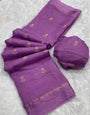 Devastating Lavender Banarasi Khadi Silk Saree With Outstanding Blouse Piece