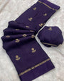 Marvellous Purple Banarasi Khadi Silk Saree With Deserving Blouse Piece
