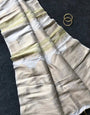 Designer Beige Banarasi Dola Silk Saree With Serendipity Blouse Piece