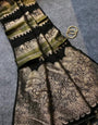 Tremendous Black Banarasi Dola Silk Saree With Demure Blouse Piece