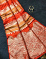 Surreptitious Orange Banarasi Dola Silk Saree With Enigmatic Blouse Piece