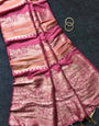 Assemblage Pink Banarasi Dola Silk Saree With Super classy Blouse Piece