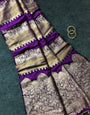 Most Flattering Purple Banarasi Dola Silk Saree With Exceptional Blouse Piece