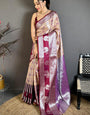 Flaunt Beige Kanjivaram Silk Saree With Whimsical Blouse Piece