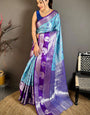 Innovative Firozi Kanjivaram Silk Saree With Glowing Blouse Piece
