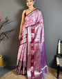 Vivacious Pink Kanjivaram Silk Saree With Tremendous Blouse Piece