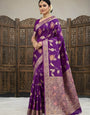 Allure Purple Banarasi Dola Silk Saree With Ravishing Blouse Piece