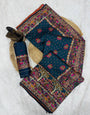 Lissome Navy Blue Pashmina Saree With Beauteous Blouse Piece