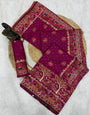 Nectarous Purple Pashmina Saree With Exquisite Blouse Piece