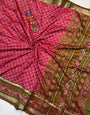 Mesmeric Dark Pink Soft Printed Patola Silk Saree with Susurrous Blouse Piece