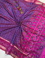 Fragrant Purple Soft Printed Patola Silk Saree with Staring Blouse Piece