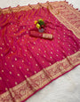 Prodigal Dark Pink Pure Zari Weaving Banarasi Silk Saree With Ideal Blouse Piece