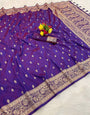 Flattering Purple Pure Zari Weaving Banarasi Silk Saree With Refreshing Blouse Piece