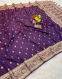 Super classy Wine Pure Zari Weaving Banarasi Silk Saree With Classy Blouse Piece