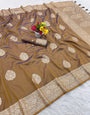 Opulent Mustard Pure Zari Weaving Banarasi Silk Saree With Groovy Blouse Piece